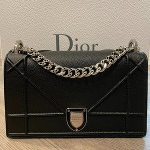 Christian Dior Diorama Small Black Grained Calf leather